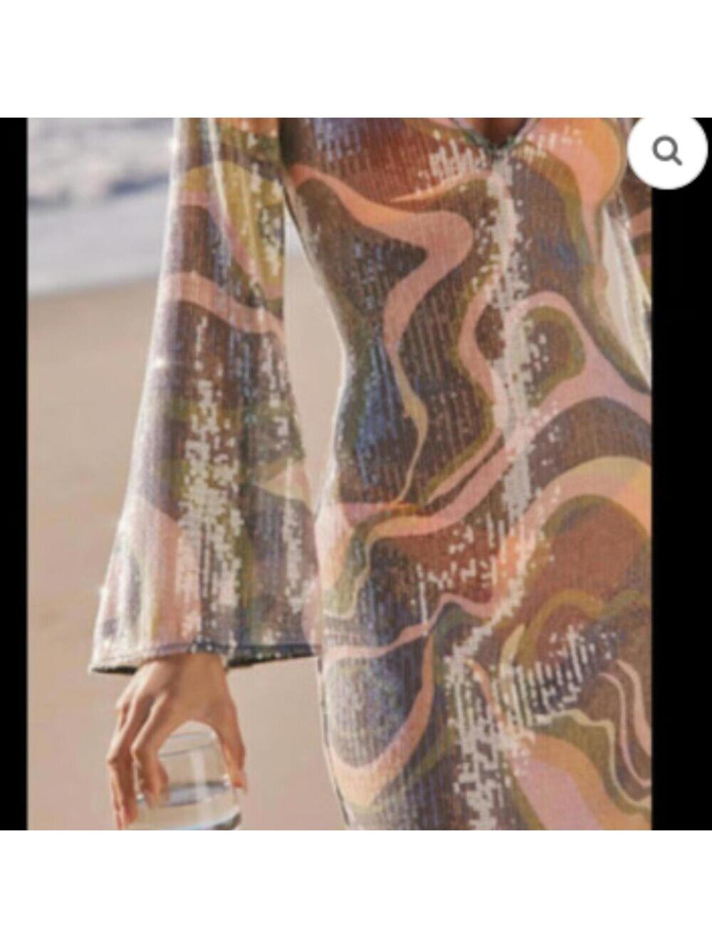 NWT HUTCH x Anthropologie McRae Boho Sequin Bell Sleeve Cover Up Size XS $188 - Picture 3 of 9